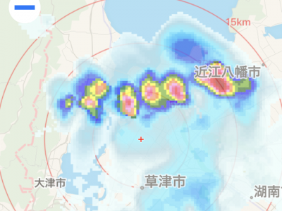 tenki.jp雨雲レーダー画像（6月16日16時35分実況）