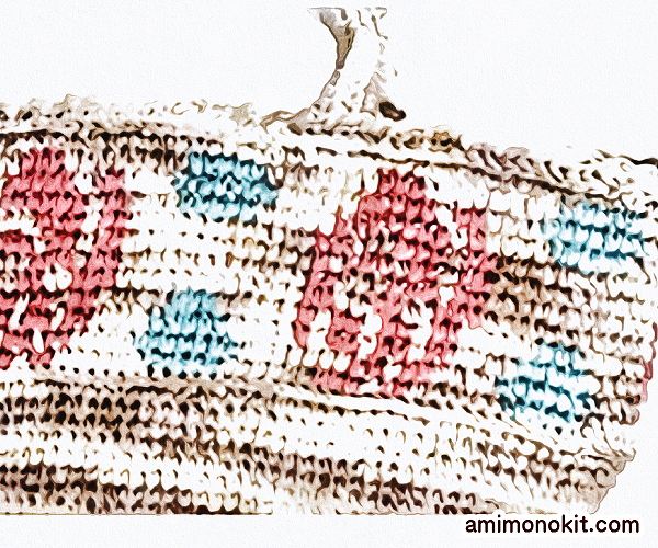無料編み図バッグかぎ針小物バラ模様カゴバッグ手編み2