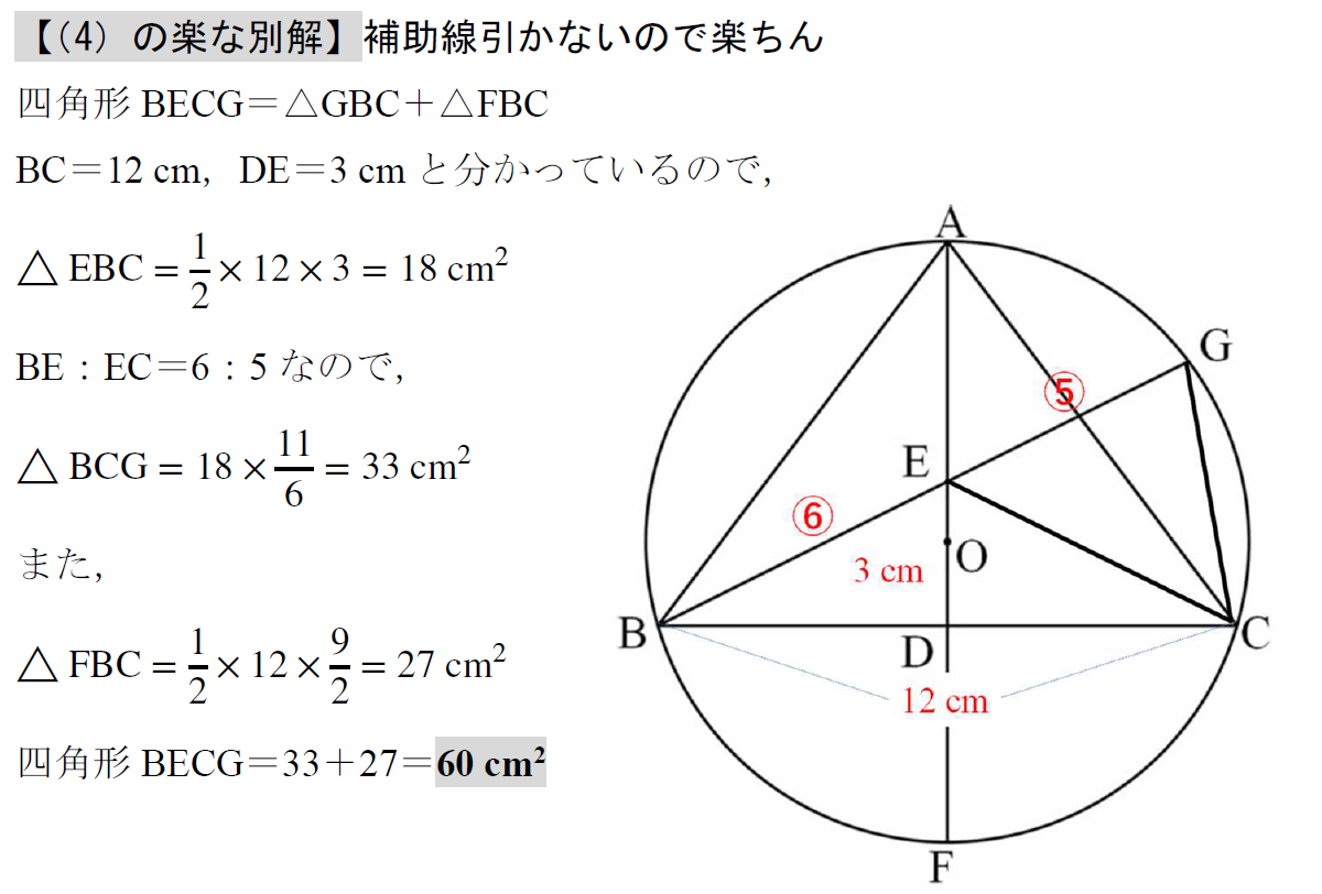 2014　立教　新座　高校　平面図形　円周角　三平方の定理　相似　難問　解答　解説
