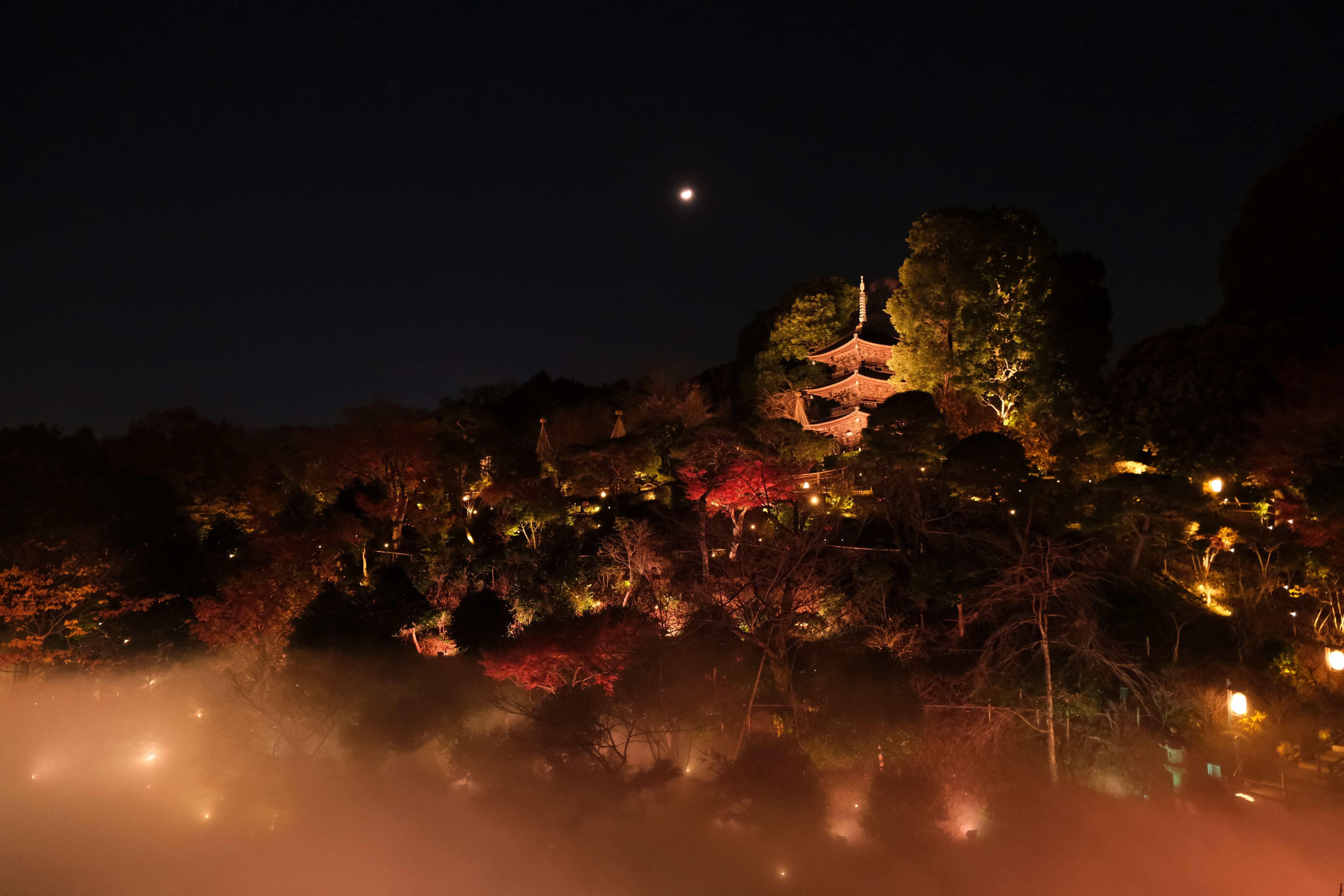 夜のホテル椿山荘の庭園