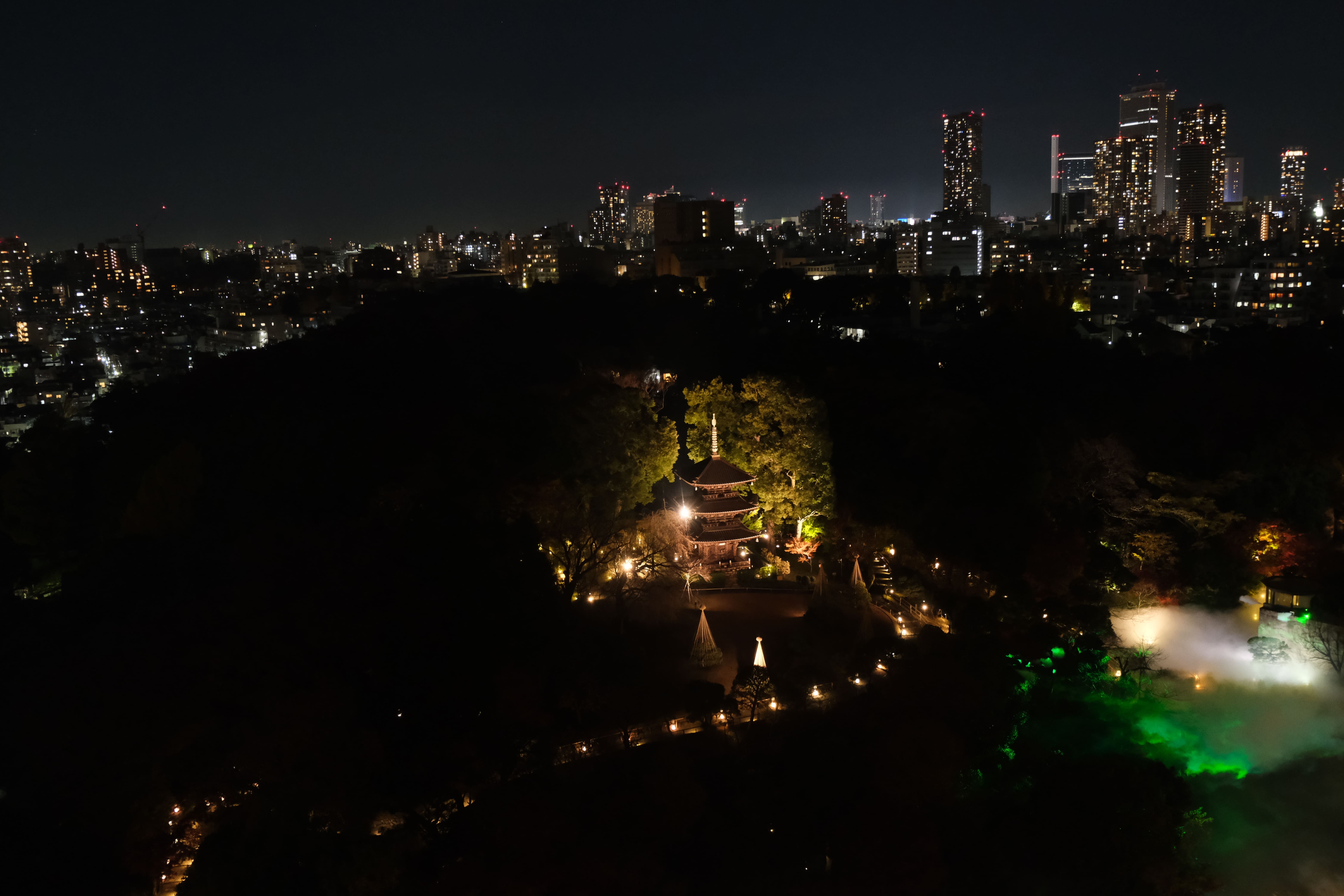 ホテル椿山荘の絶景の夜の景色