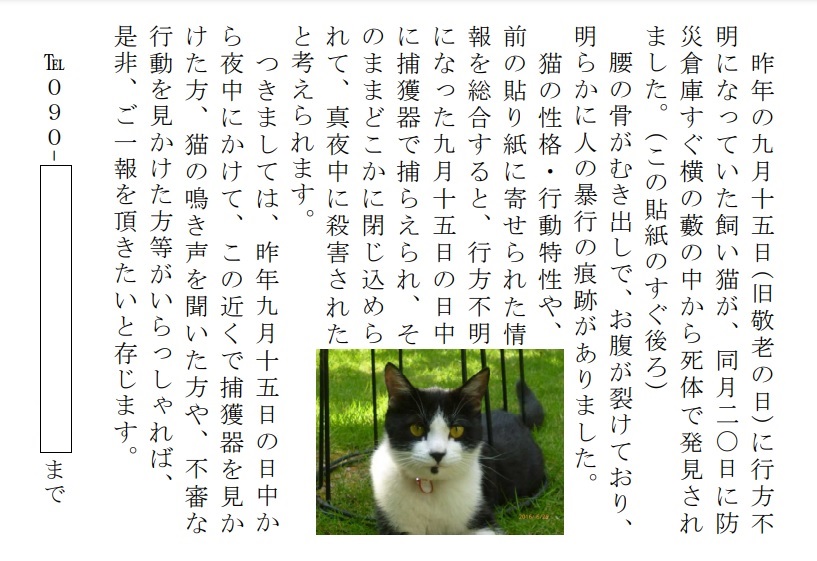 千葉県習志野市（実籾自然公園）で発生した飼い猫の虐殺事件について