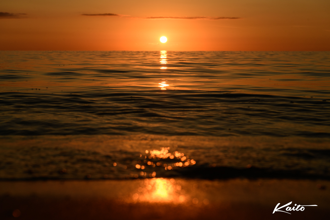 石垣島　美しい夕日と日没とグリンフラッシュ